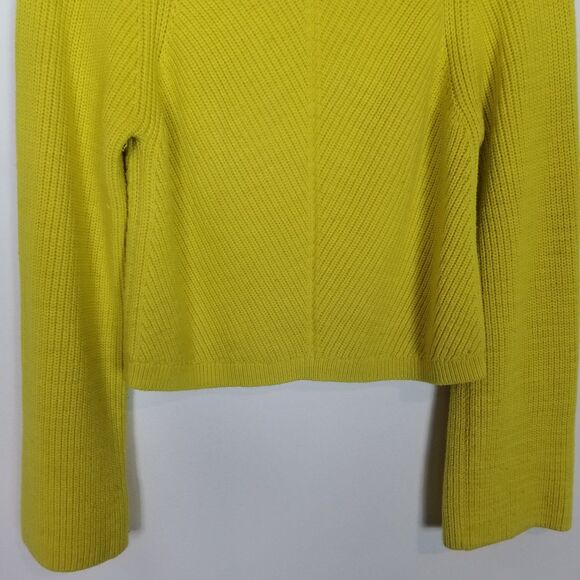 Anthropologie Maeve Cropped Turtleneck Sweater Sz S Yellow Boho Pullover - Picture 4 of 12